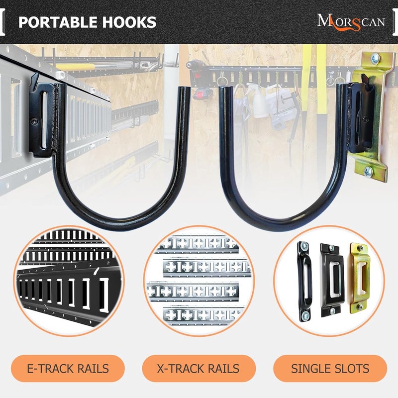 MorScan 4-Pack 4" E Track J Hooks, Heavy Duty Black Steel Hanger 1,400lbs Break Strength E-Track Tie Down Accessories for Box Truck, Enclosed Trailer, Garage, Vans, Warehouse, Workshop - Image 4